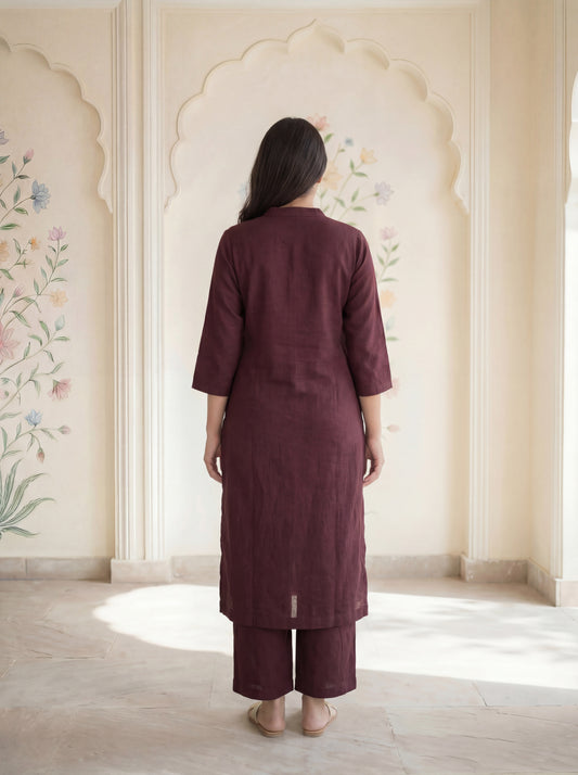 Deep Wine Reva Kurta Set