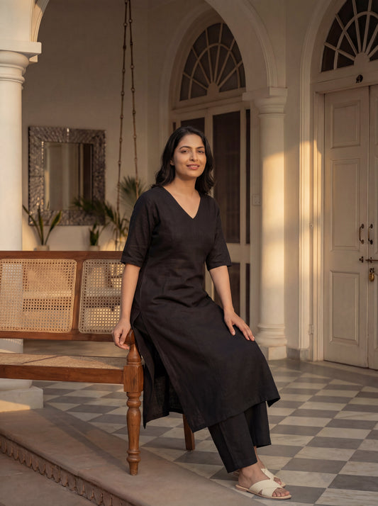Black Ziya Kurta Set