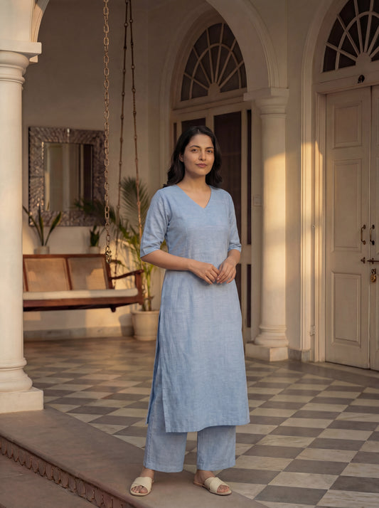 Powder Blue Ziya Kurta Set
