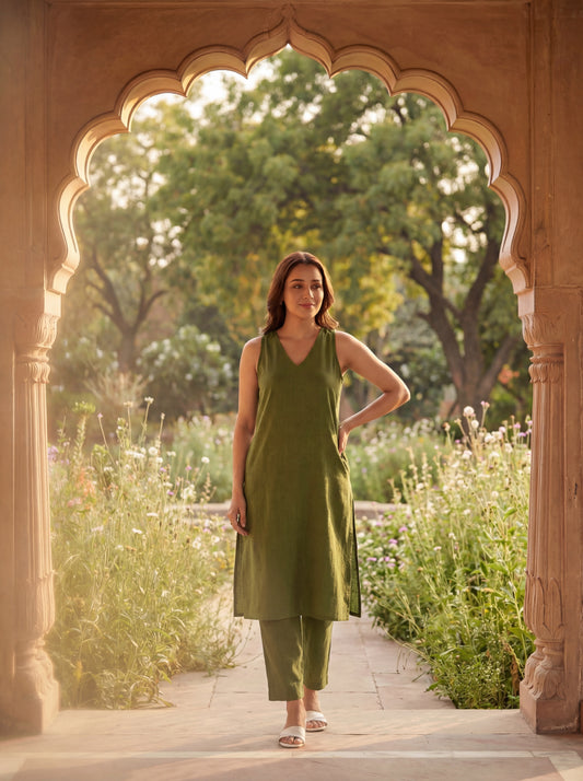 Olive Abhish Kurta Set