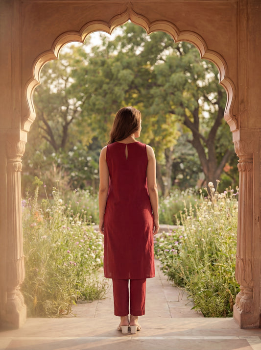 Maroon Abhish Kurta Set