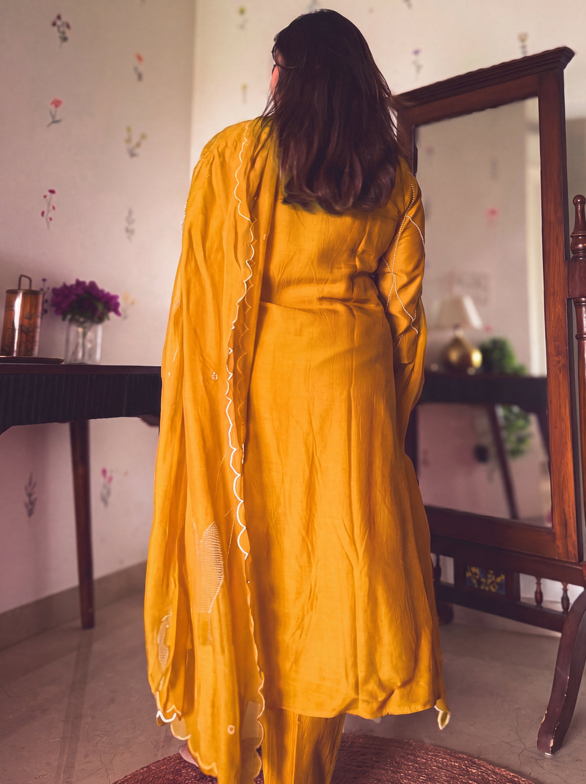 Geet Mustard Hand-Embroidered Kurta Set