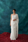 Load image into Gallery viewer, White Fooljhadi Sari Set
