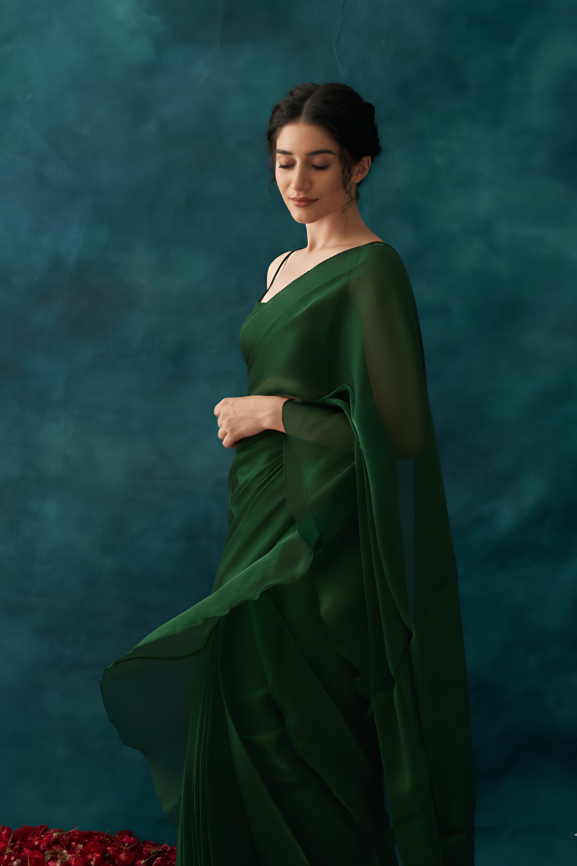 Green Fooljhadi Sari Set